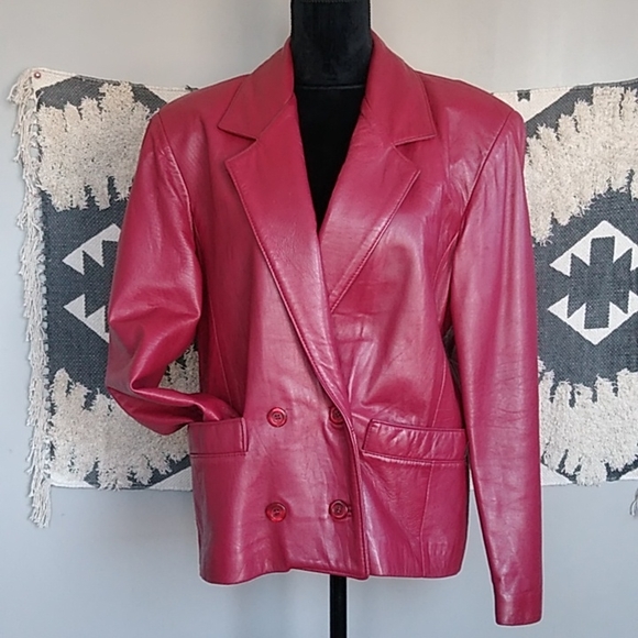 Vintage Leather Blazer/ Jacket Size 9 - Picture 1 of 8